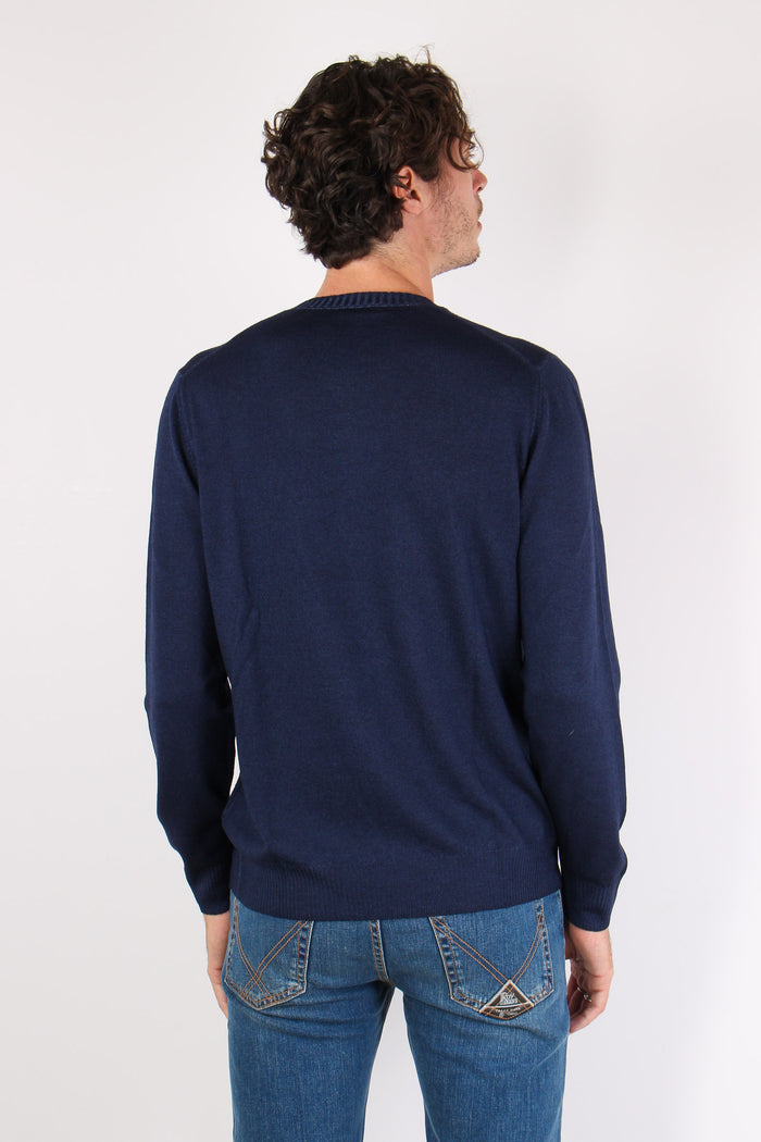 Maglia Lana Effetto Lavato Blu-5