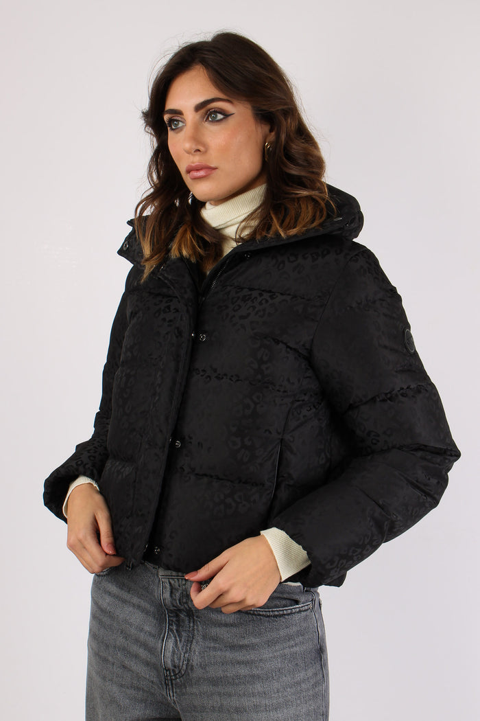 Piumino Corto Animalier Nero-2