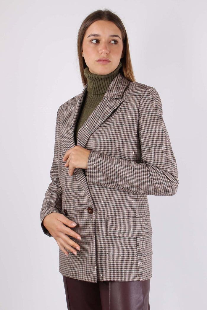 Giacca Pied De Poule Paillette Moro/bordeaux-6