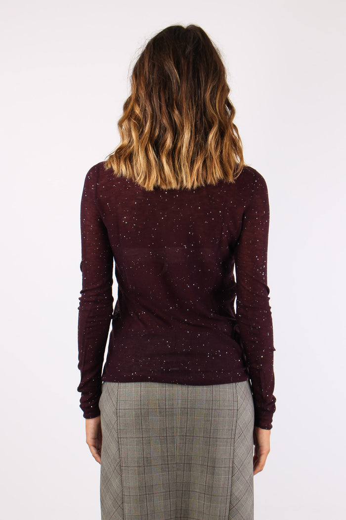 Moss Maglia Lana Paillettes Prugna-4