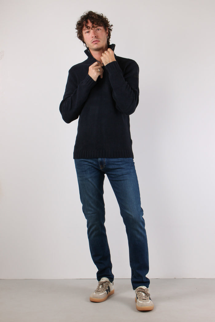 Maglia Mezza Zip Blue Black-3