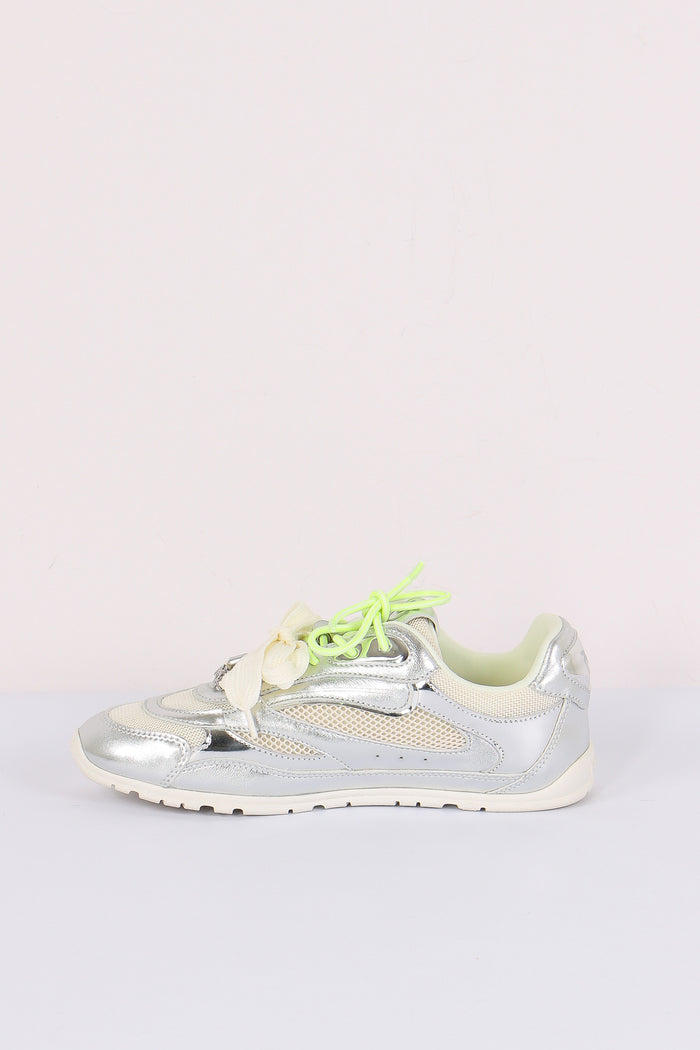 Sneakers Pelle Multi Lacci Silver-5