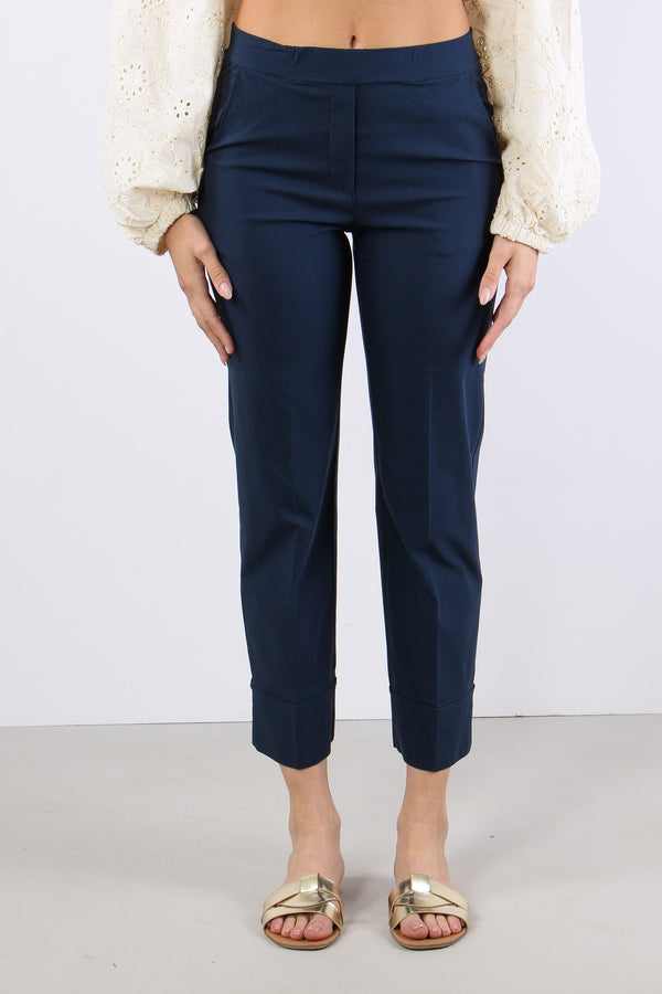 Pantalone Dritto Risvolto Blu-2