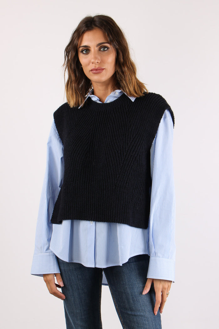 Gilet Apertura Laterale Blu-2