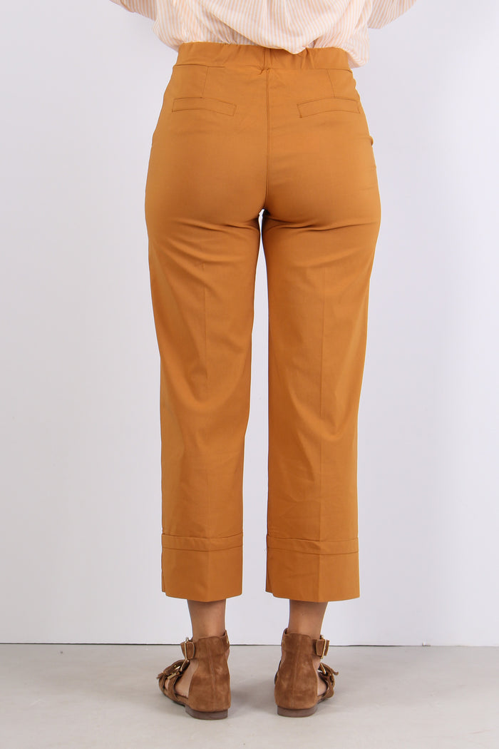 Pantalone Cropped Risvolto Coccio-4