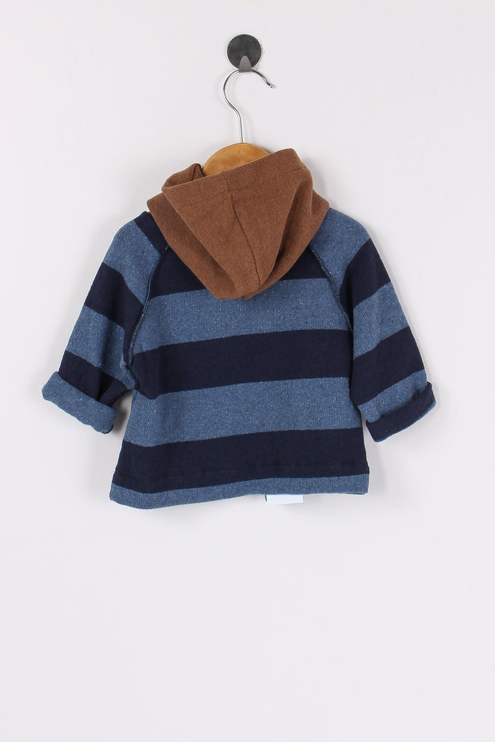 Maglia Righe Cappuccio Coccio Denim/avio-2