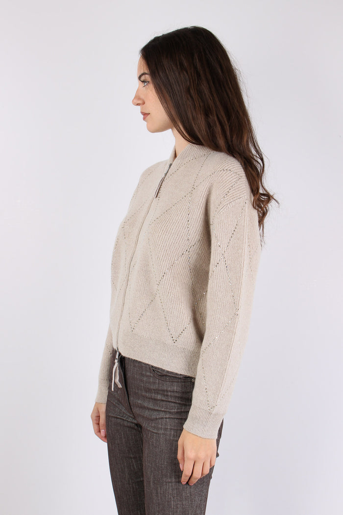 Giacca Ricamo Strass Beige-7
