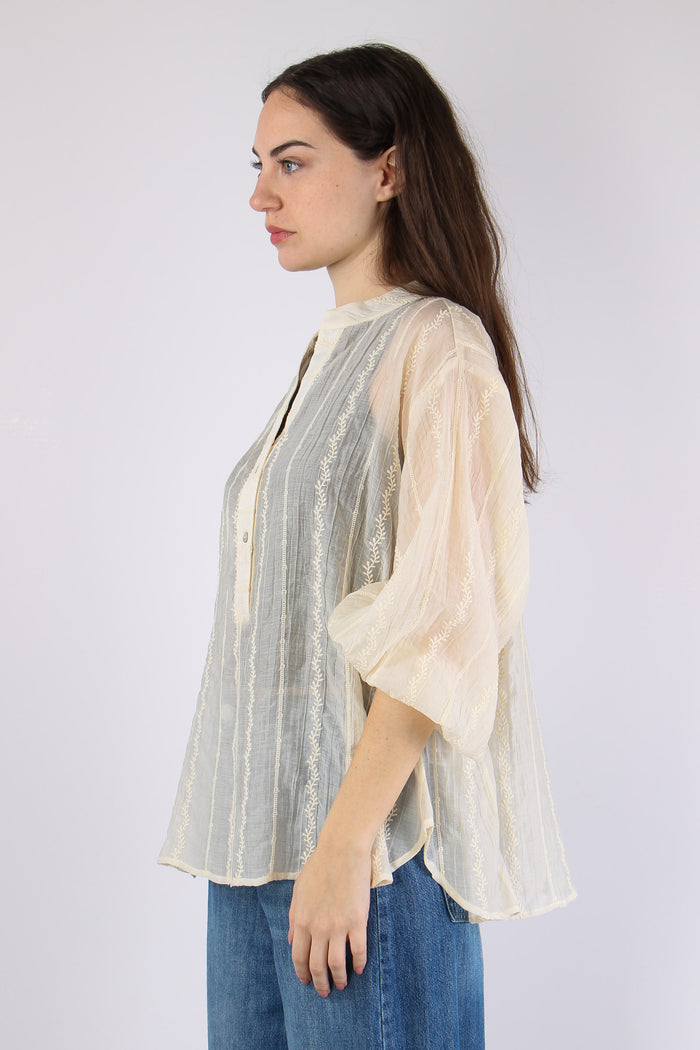 Camicia Mussola Ricami Avorio-7