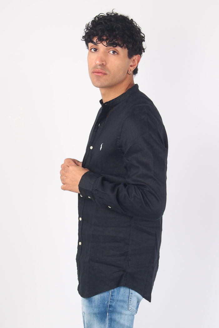 Camicia Lino Slim Fit Black-6