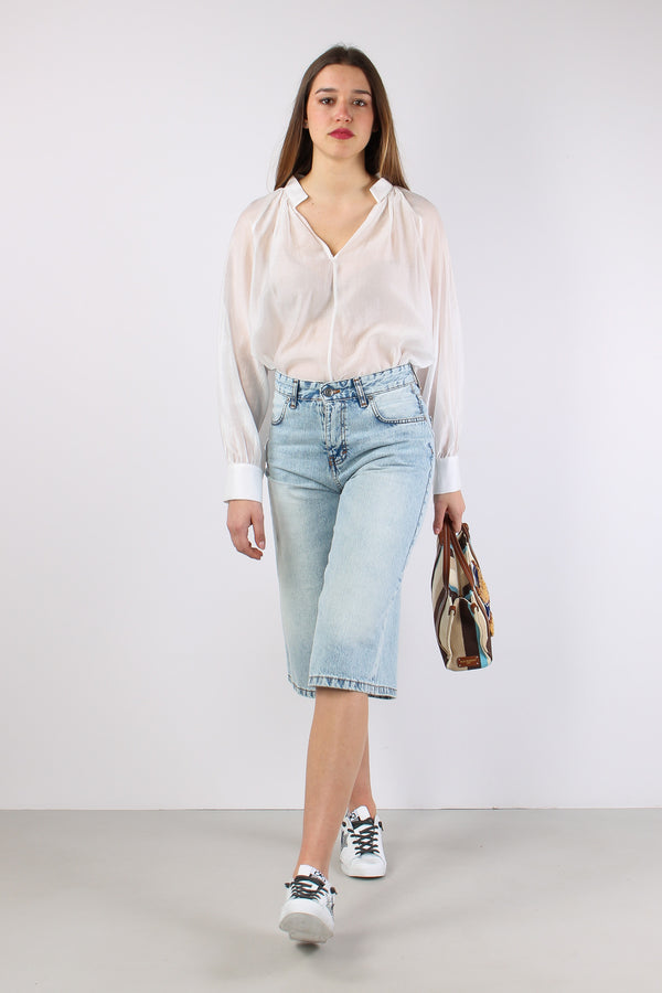 Bermuda Denim Effetto Marmoriz Denim Chiaro