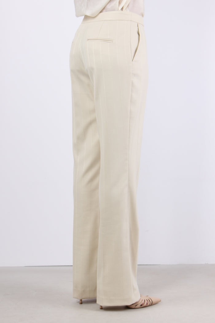 Pantalone Dritto Gessato Ivory-7