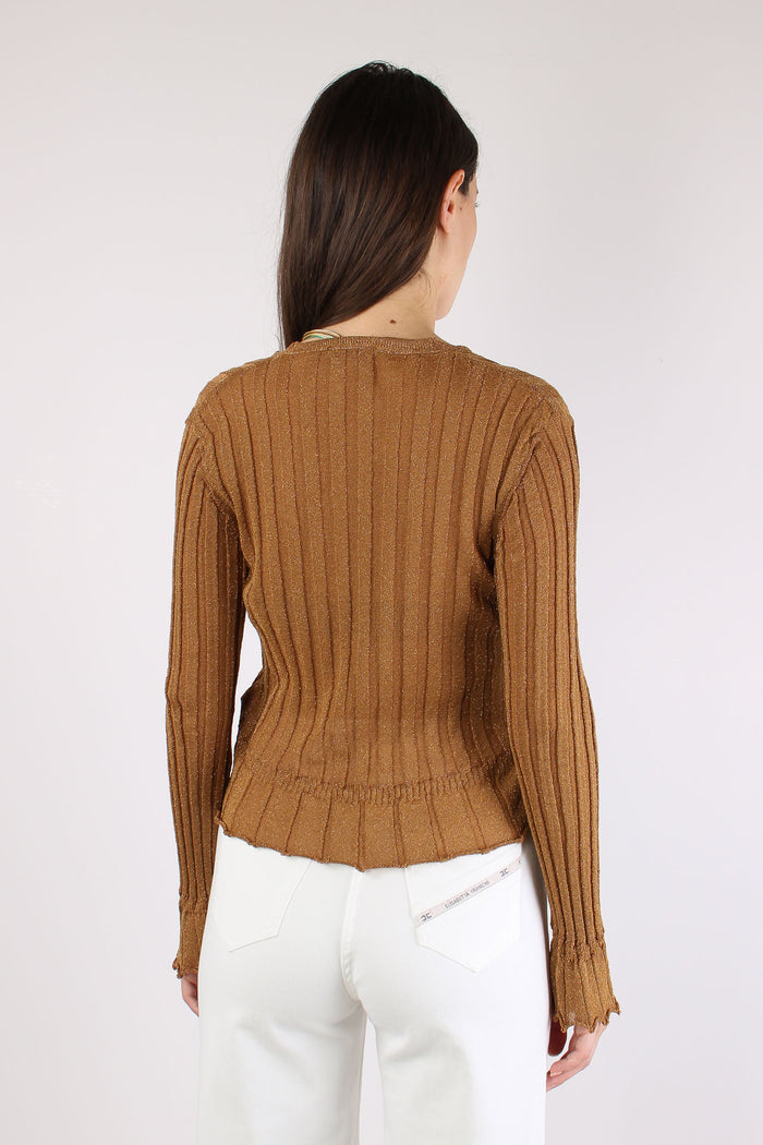 Cardigan Lurex Cammello-4