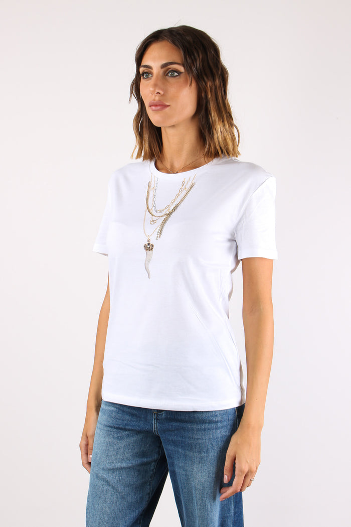 T-shirt Stampa Corni Bianco/liujo Chains-3