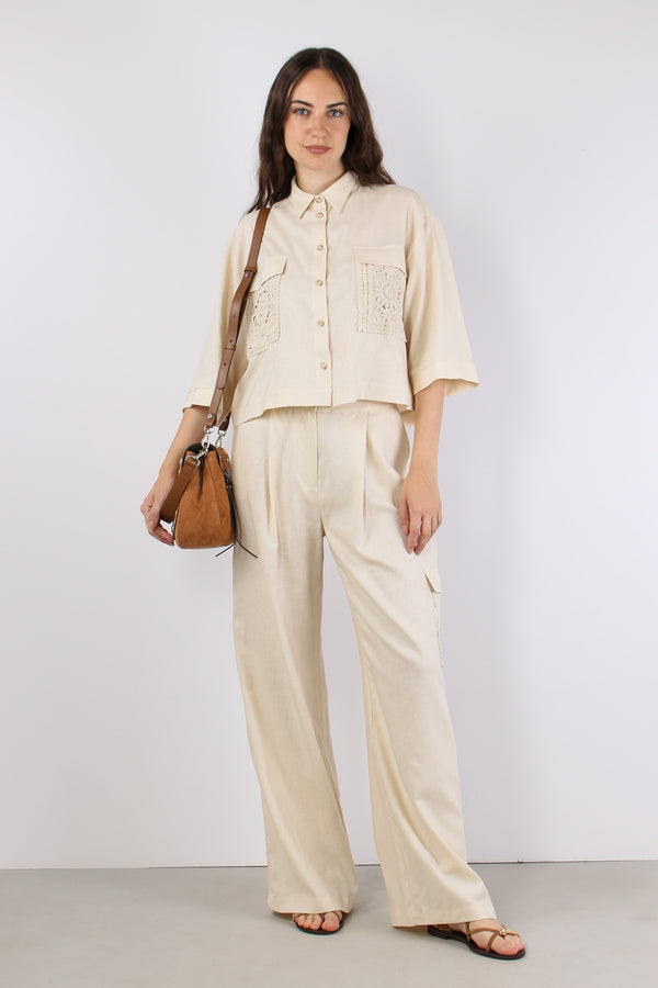 Camicia Tasca Macrame Beige-2