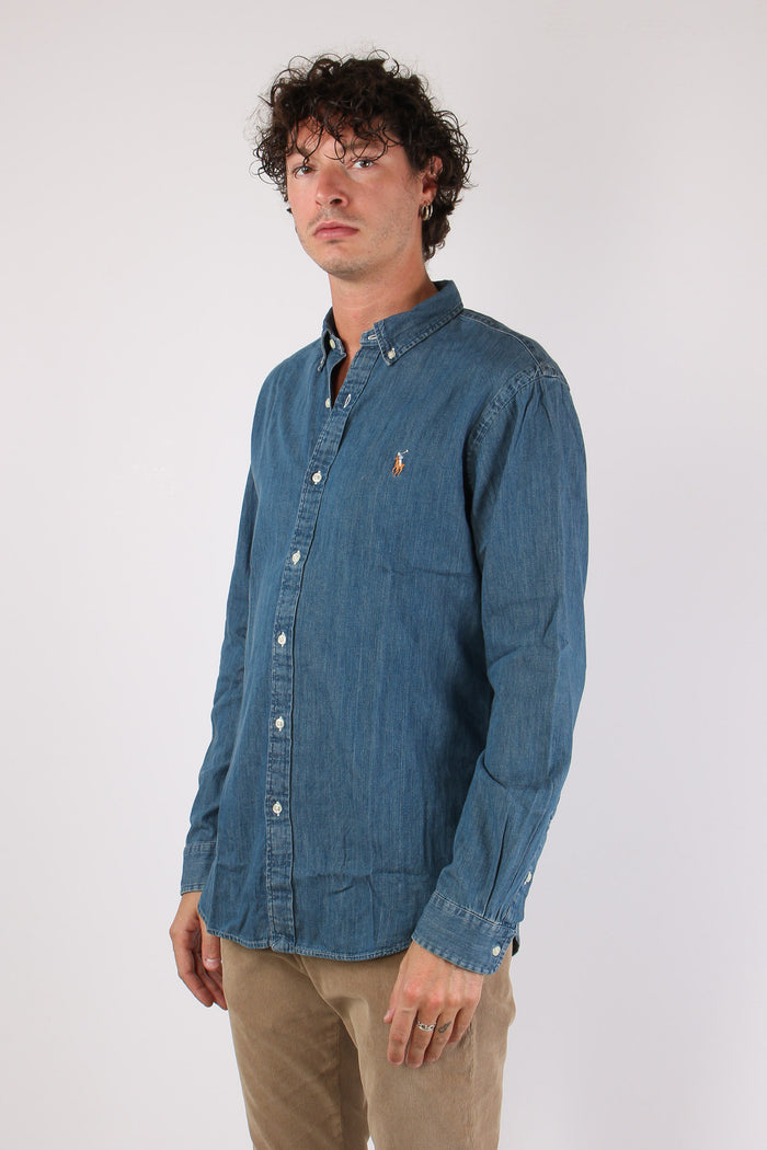 Camicia Oxford Effetto Denim Denim-3