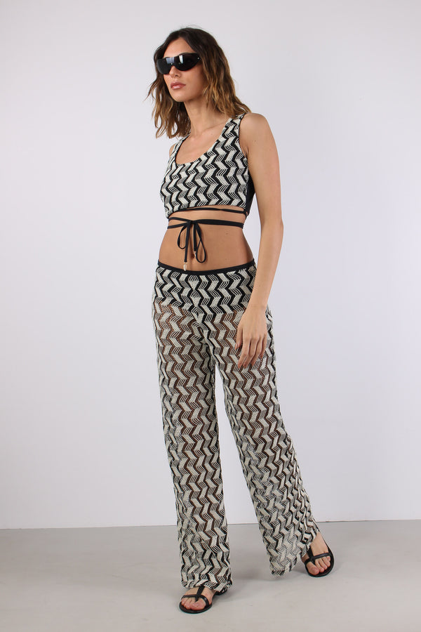 Top Rete Jacquard Nero