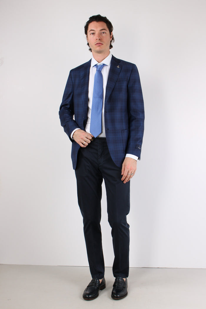 Giacca Check Fresco Lana Nero/blu-5