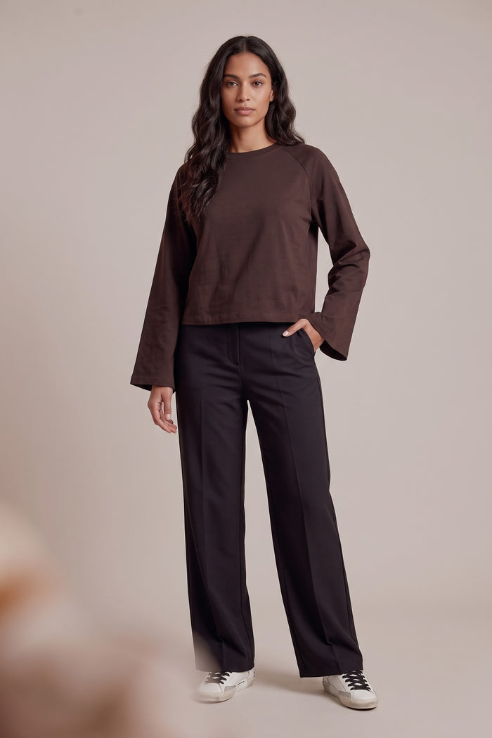 T-shirt Cotone Manica Svasata Marrone