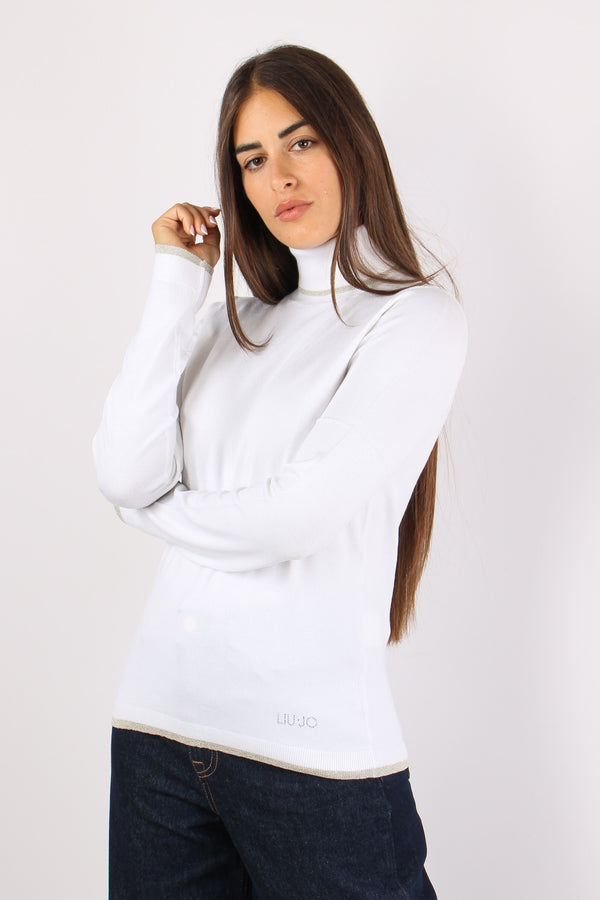 Collo Alto Profilo Lurex Bianco Lana-2