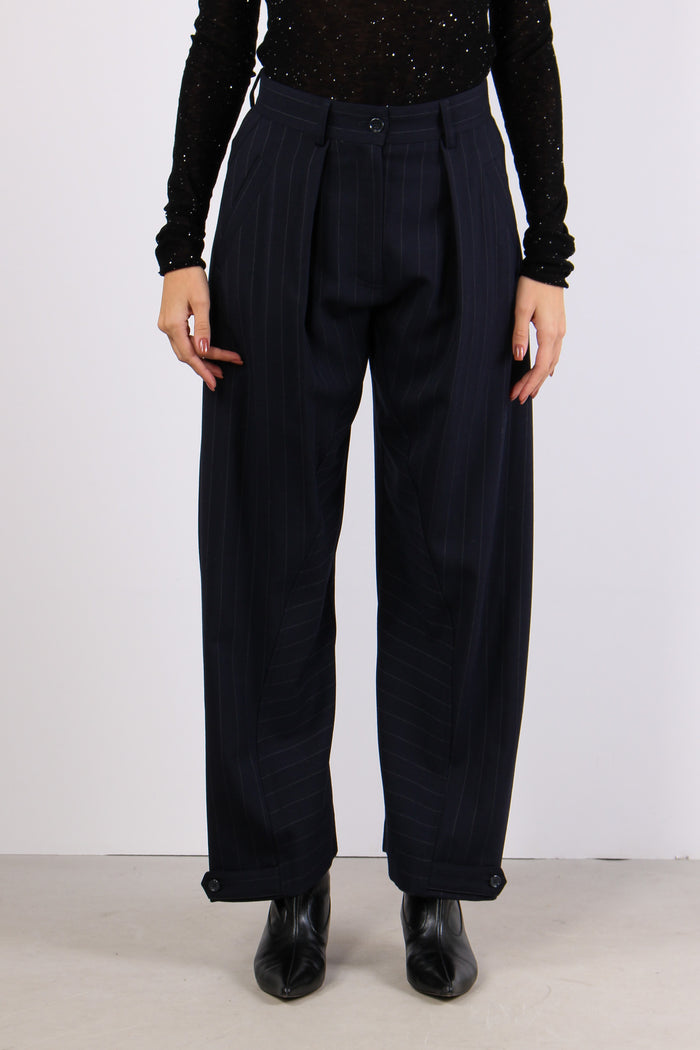 Pastasfoglia Pantalone Gessato Blu/bianco-3