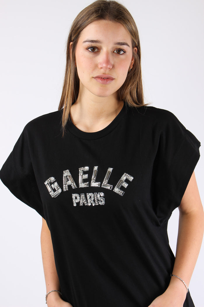 T-shirt Logo Strass Nero-8