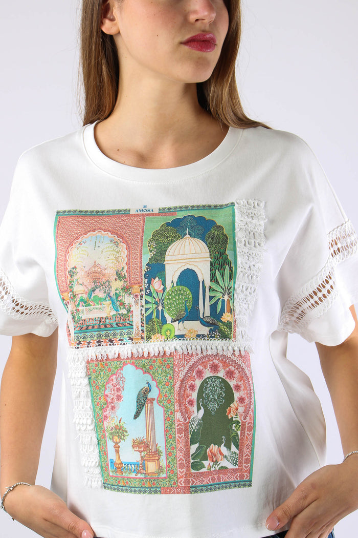 T-shirt Multi Patch Bianco-6