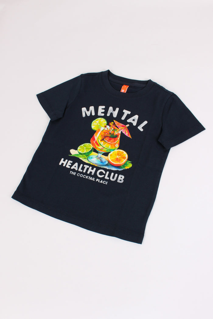 T-shirt Stampa Beach Navy Blue-4