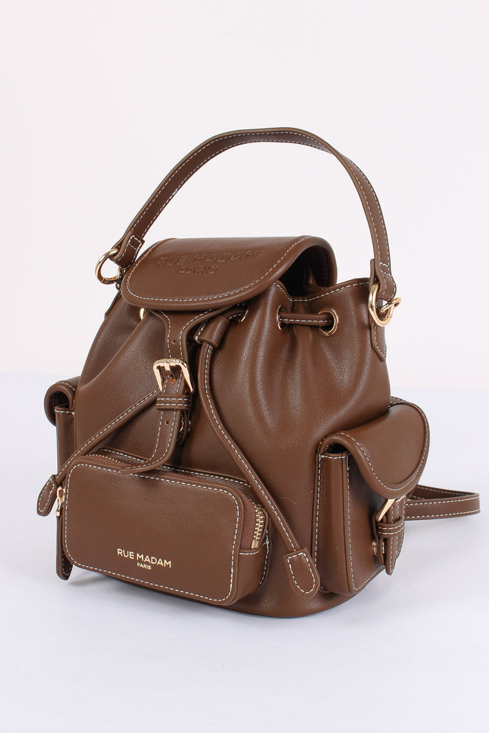 Zaino Logo Multi Tasche Brown-5