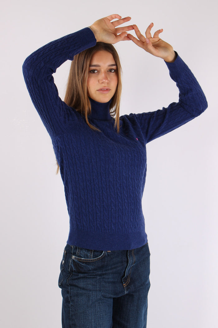 Maglia Collo Alto Trecce Blue-3