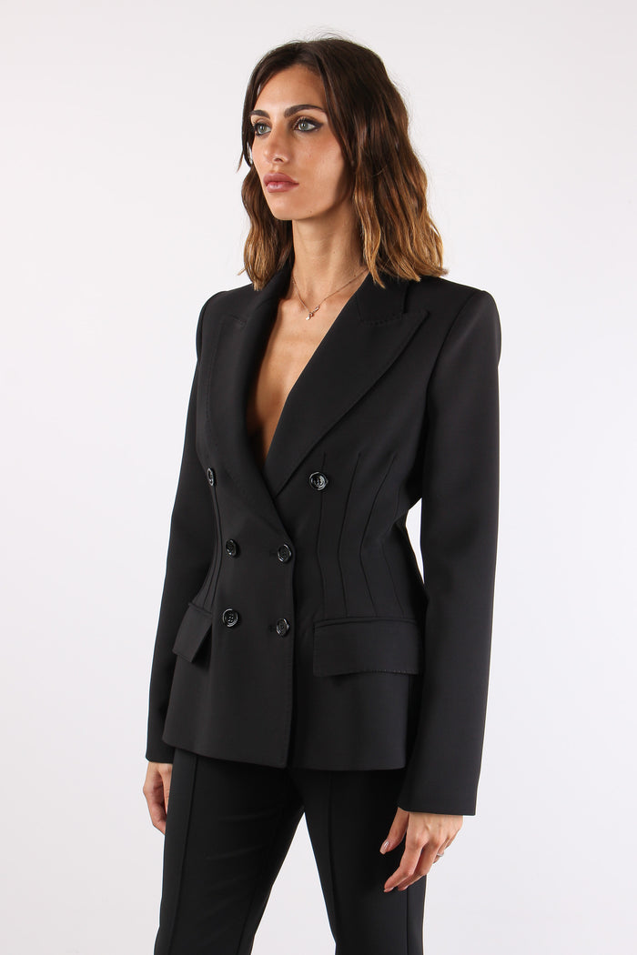 Giacca Doppiopetto Crepe Nero-6
