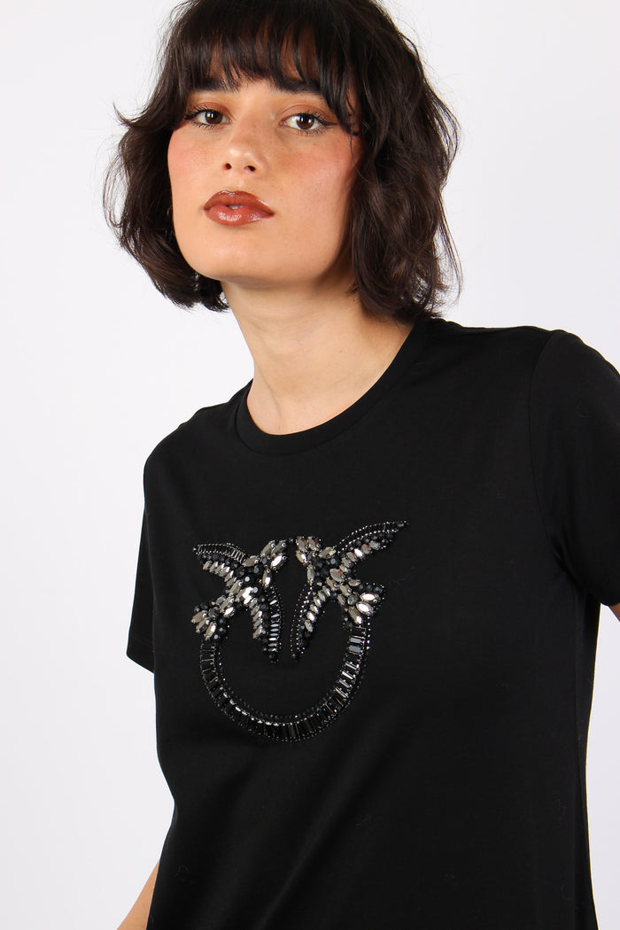 Quentint-shirt Logo Strass Nero Limousine-6