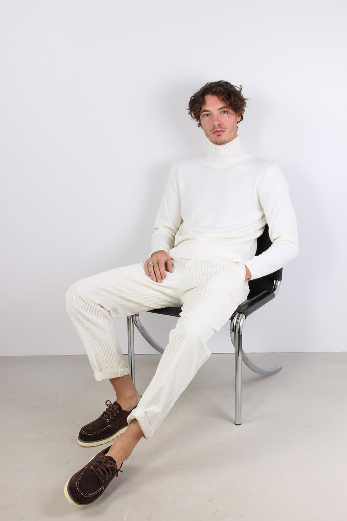 Gaubert Pantalone Velluto Rocc Panna-5