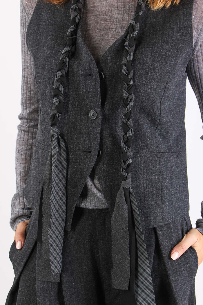 Gilet Passamanneria Intreccio Grigio-7