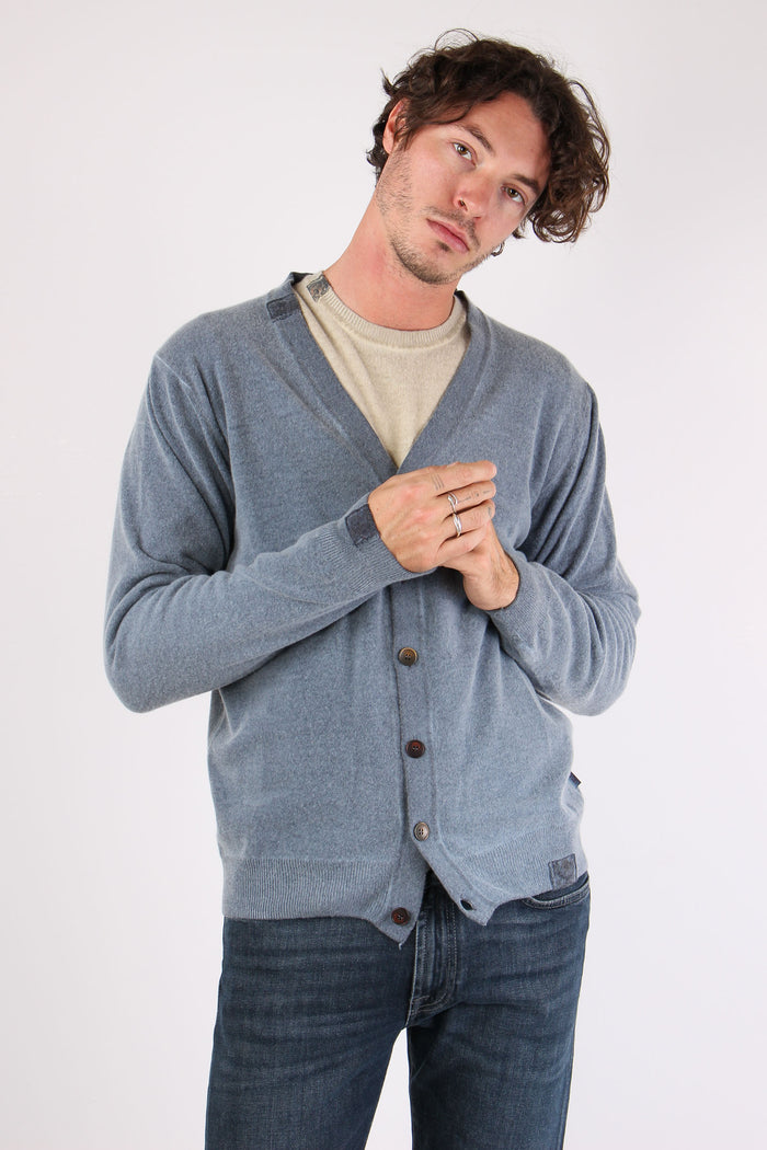 Cardigan Contrasto Fantasia Blu-2
