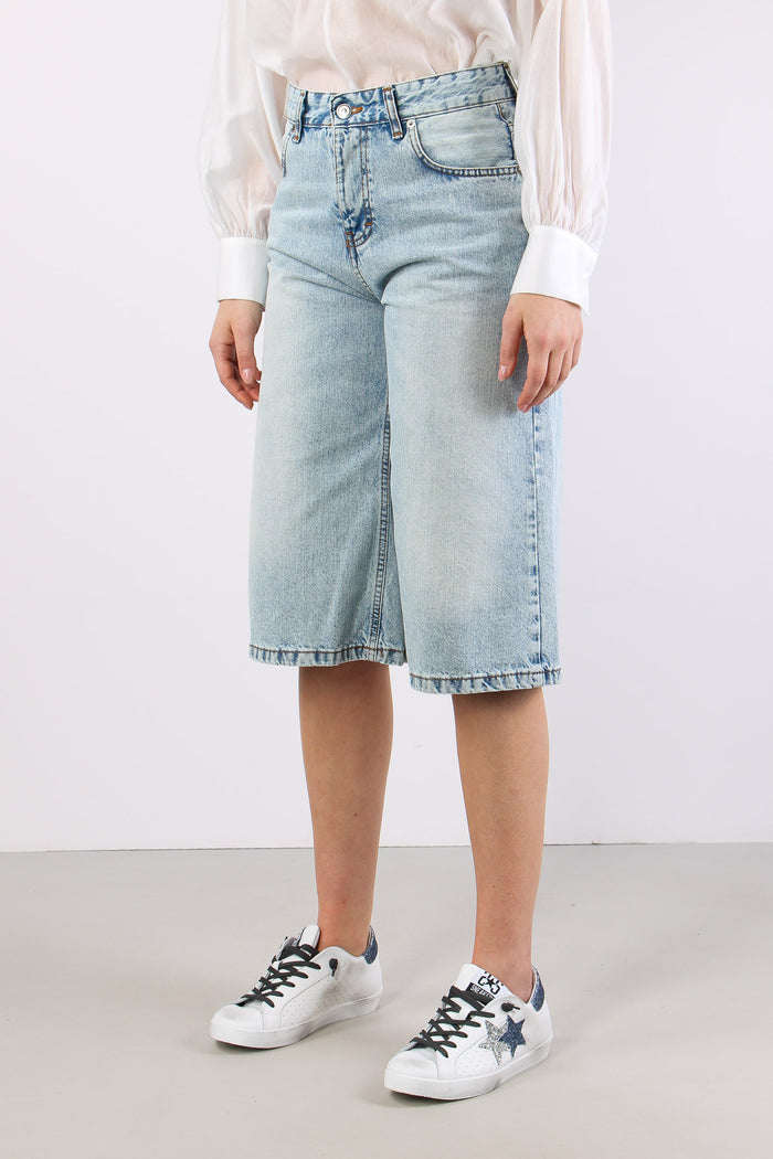 Bermuda Denim Effetto Marmoriz Denim Chiaro-3