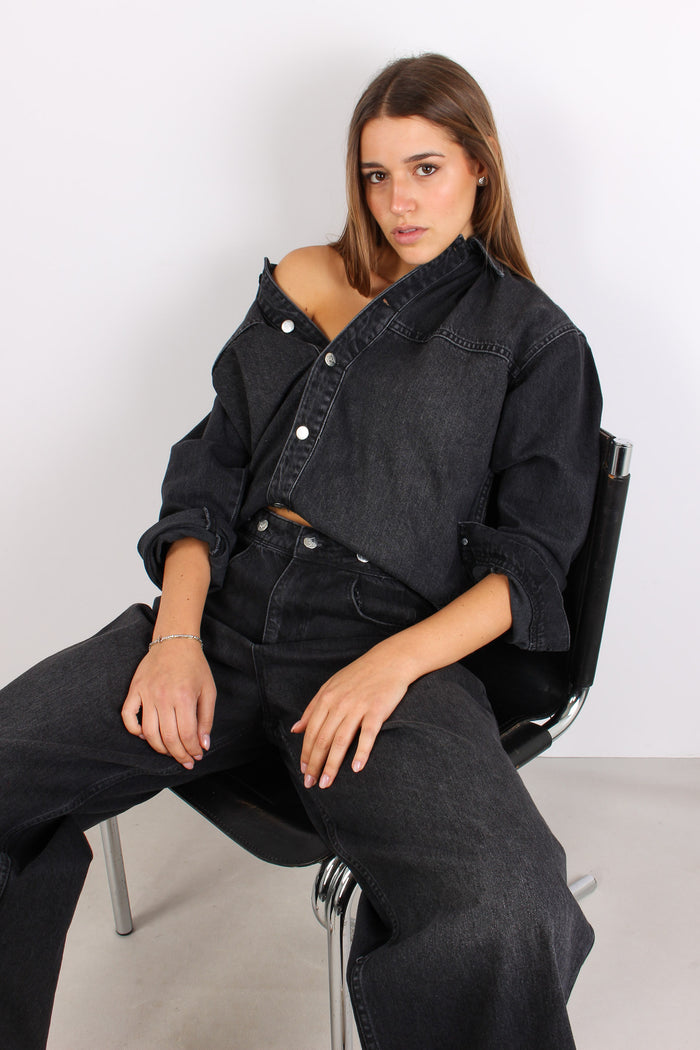 Giacca Denim Over Nero-2