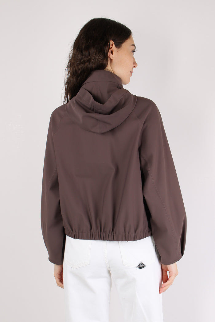 Giubbotto Corto Tessuto Tecnico Cappuccino-4