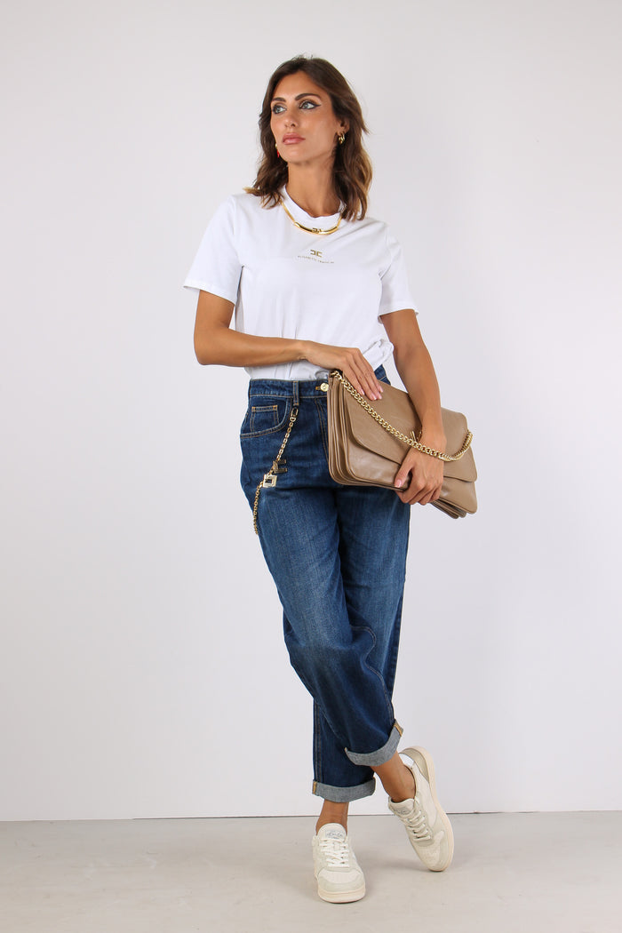 T-shirt Logo Catena Collo Gesso-7