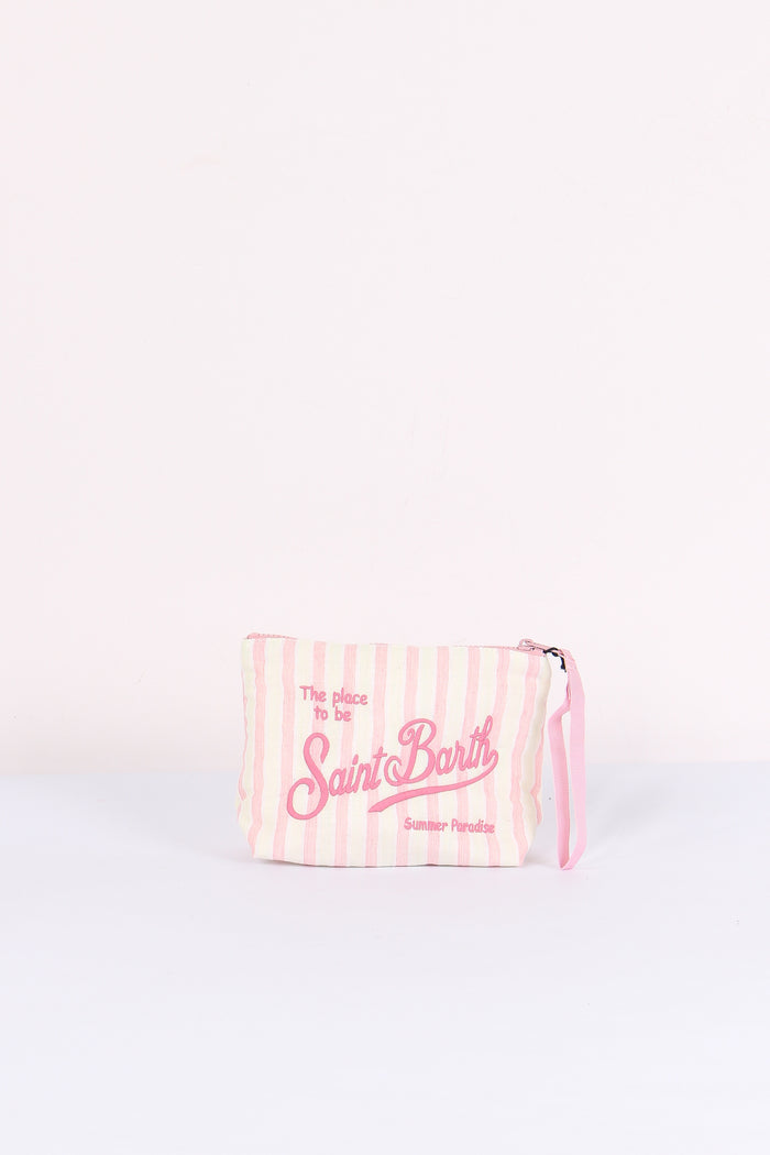 Aline Pochette Cotone Righe Rosa-3