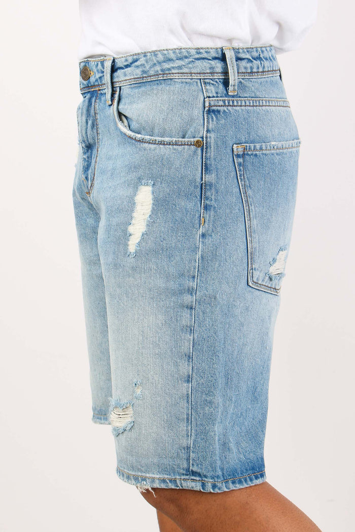 Bermuda Denim Rotture Denim Chiaro-5