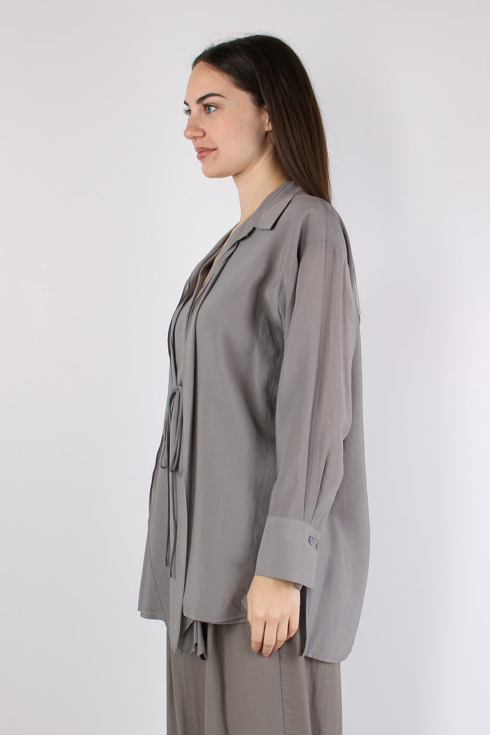 Camicia Collo Fiocco Grigio-3