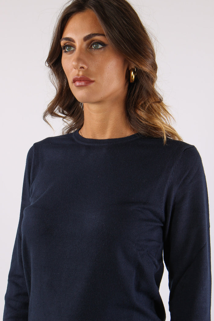 Maglia Girocollo Viscosa Blu-6