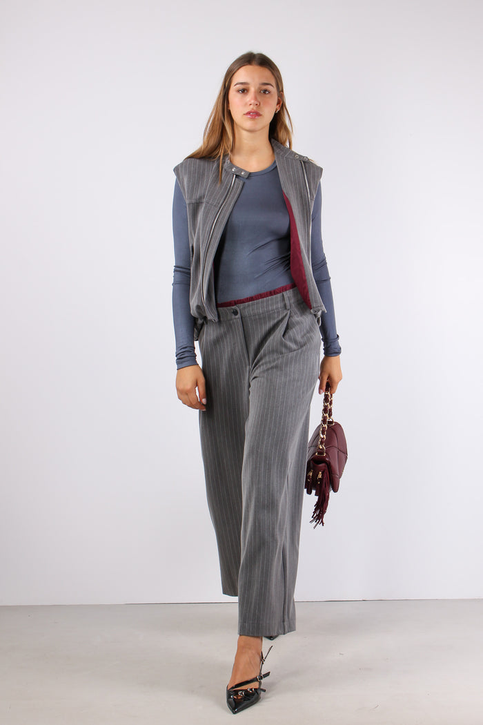 Pantalone Palazzo Gessato Grigio-9