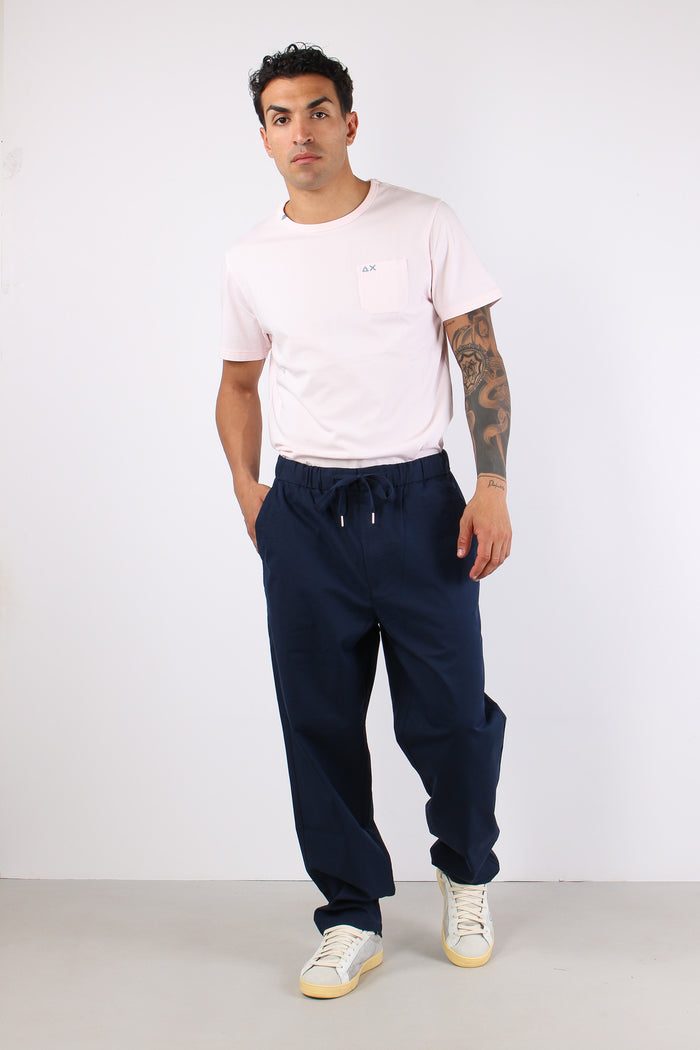 Pantalone Cotone Coulisse Navy Blue-3