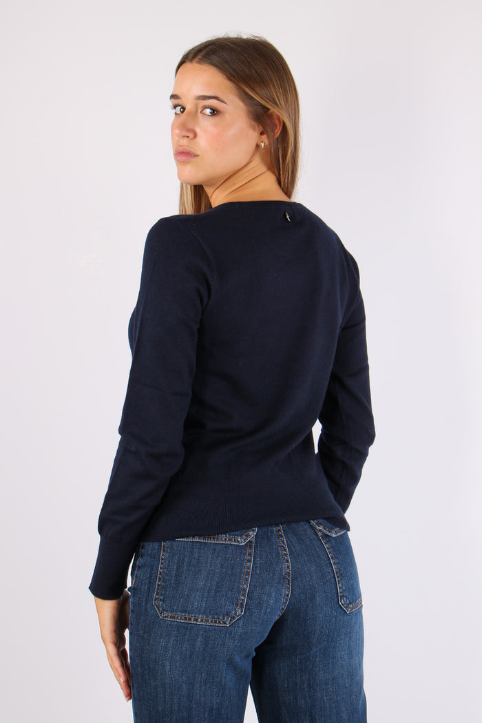 Maglia Girocollo Viscosa Blu-3