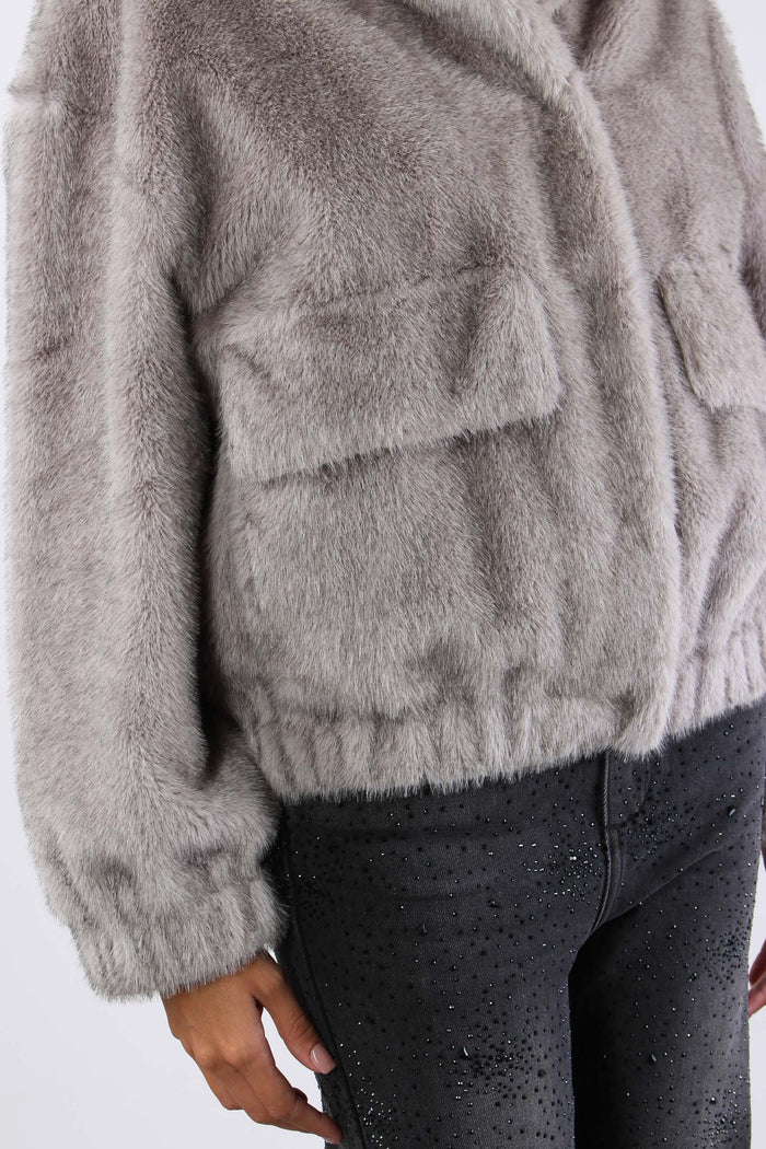Bomber Pelliccia Silver Grey-7