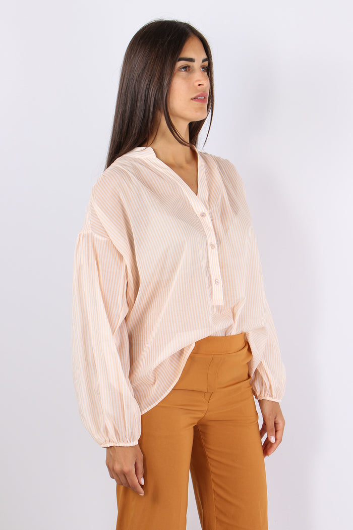 Camicia Mussola Riga Beige/panna-5