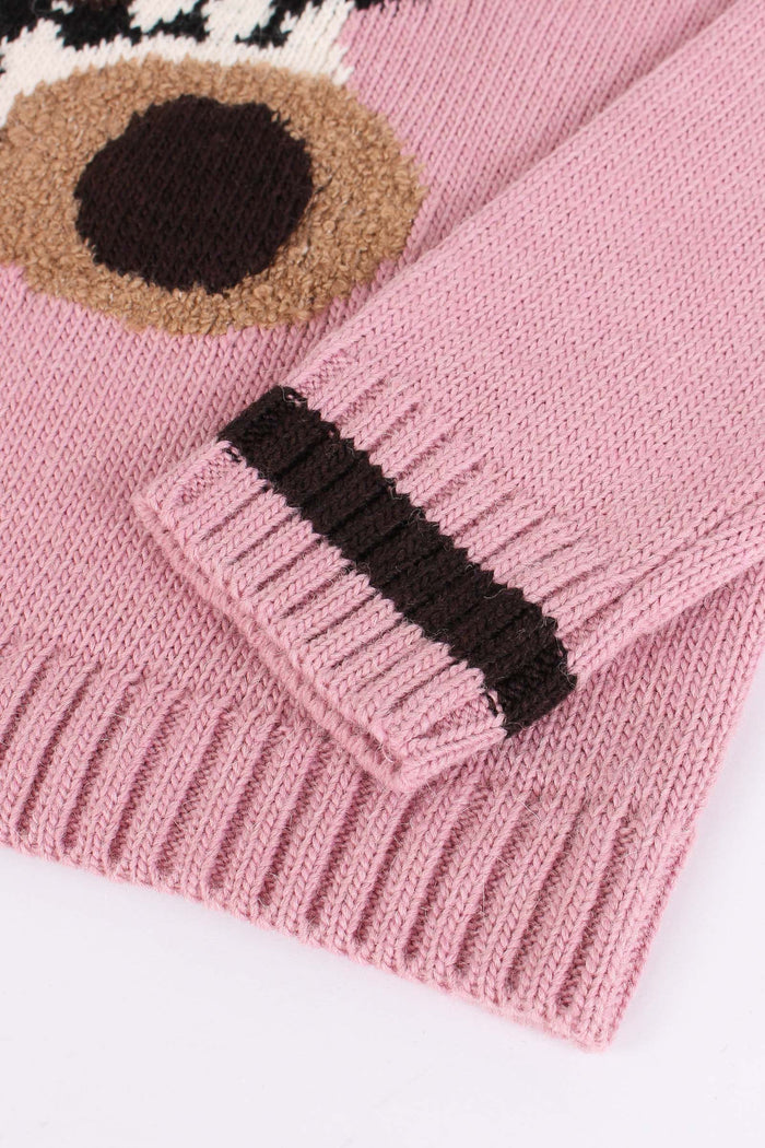 Pullover Ricamo Orsetto Gesso/lilla-5