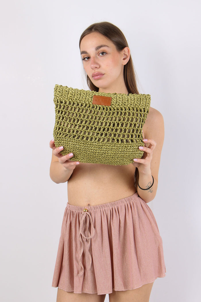 Maxi Pochette Rafia Verde-2