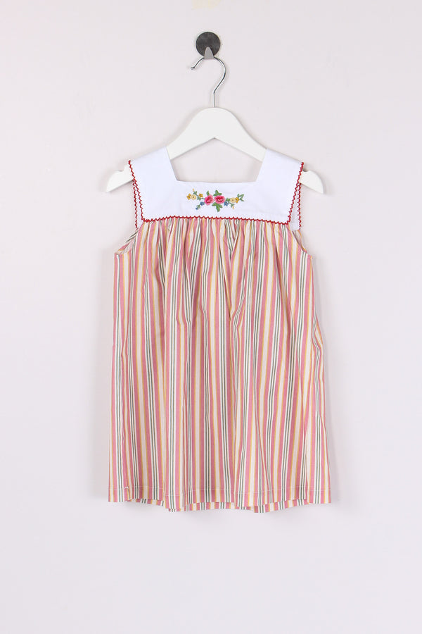 Abito Riga Inserto Ricamo Rose/stripes